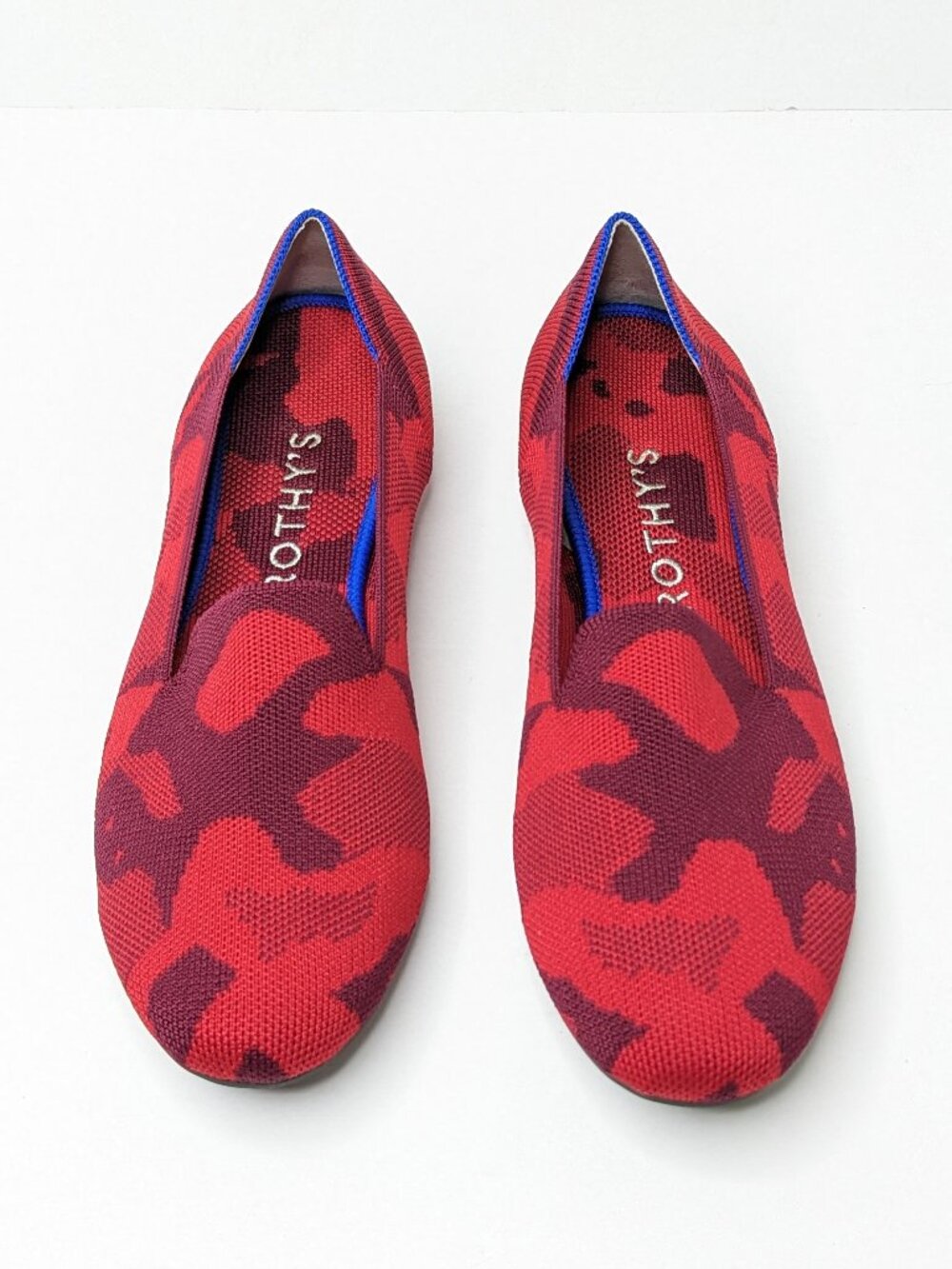 Rothy's The Loafer Casual Slip-On Flats Red Camo Knit Womens 9.5